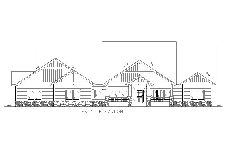 House Blueprint - Exterior - Front Elevation 3 for Traditional House Plan #117-957 - 4 bed, 3.5 bath