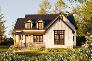 House Blueprint - Farmhouse Exterior - Front Elevation Plan #54-674