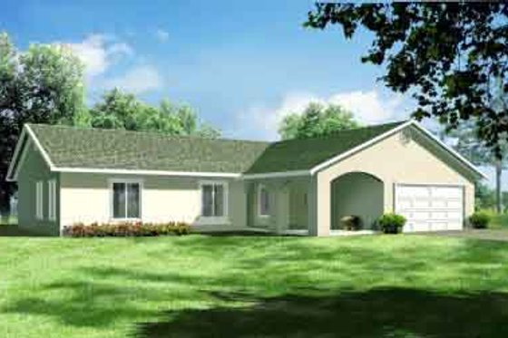 Exterior - Front Elevation for Ranch House Plan #1-1321 - 3 bed, 2 bath