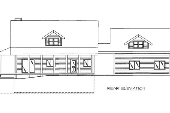 Exterior - Rear Elevation for Bungalow House Plan #117-729 - 4 bed, 3.5 bath