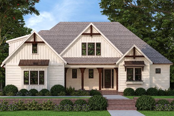 Exterior - Front Elevation for Farmhouse House Plan #927-1007 - 4 bed, 3 bath