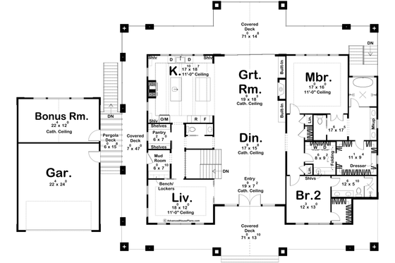 Floor Plan - Main Floor for Modern House Plan #455-232 - 2 bed, 3 bath