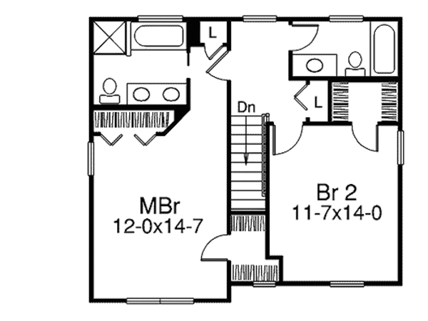 Traditional Floor Plan - Upper Floor Plan #57-353
