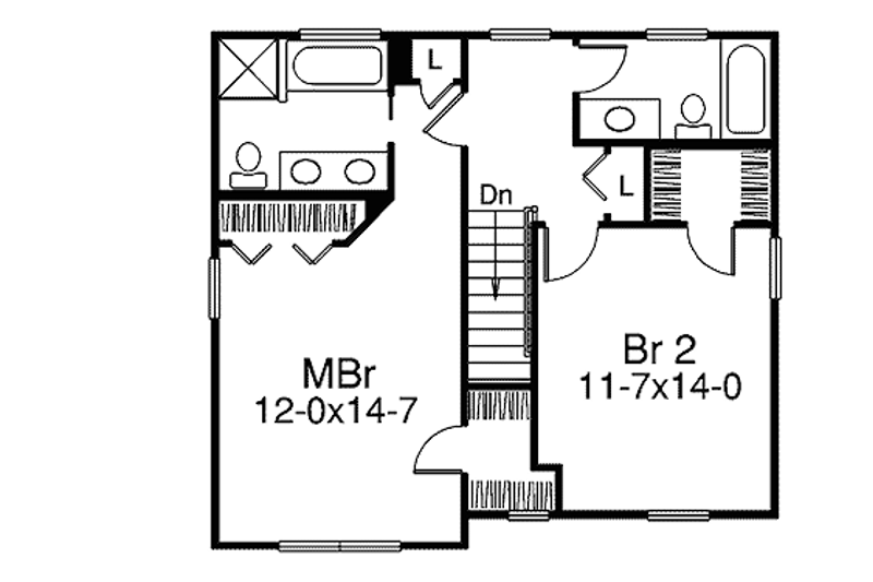 Home Plan - Floor Plan - Upper Floor for Traditional House Plan #57-353 - 2 bed, 2.5 bath