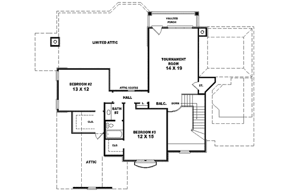 Floor Plan - Upper Floor for European House Plan #81-558 - 3 bed, 2.5 bath