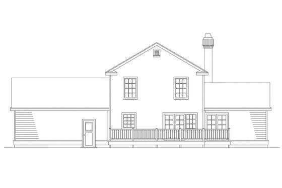 Exterior - Rear Elevation for Farmhouse House Plan #124-147 - 4 bed, 2.5 bath