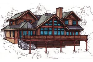 Exterior - Rear Elevation for Craftsman House Plan #921-13 - 3 bed, 3.5 bath
