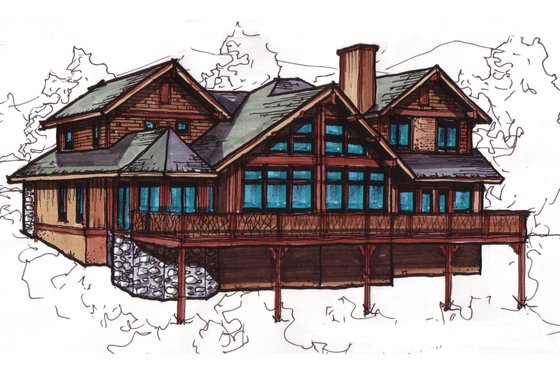 Exterior - Rear Elevation for Craftsman House Plan #921-13 - 3 bed, 3.5 bath