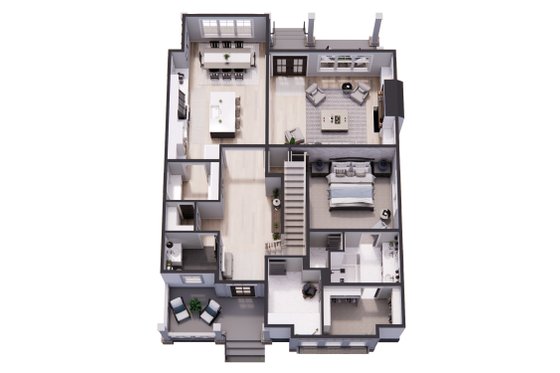 Floor Plan - Main Floor 1 for Farmhouse House Plan #51-1455 - 3 bed, 3.5 bath