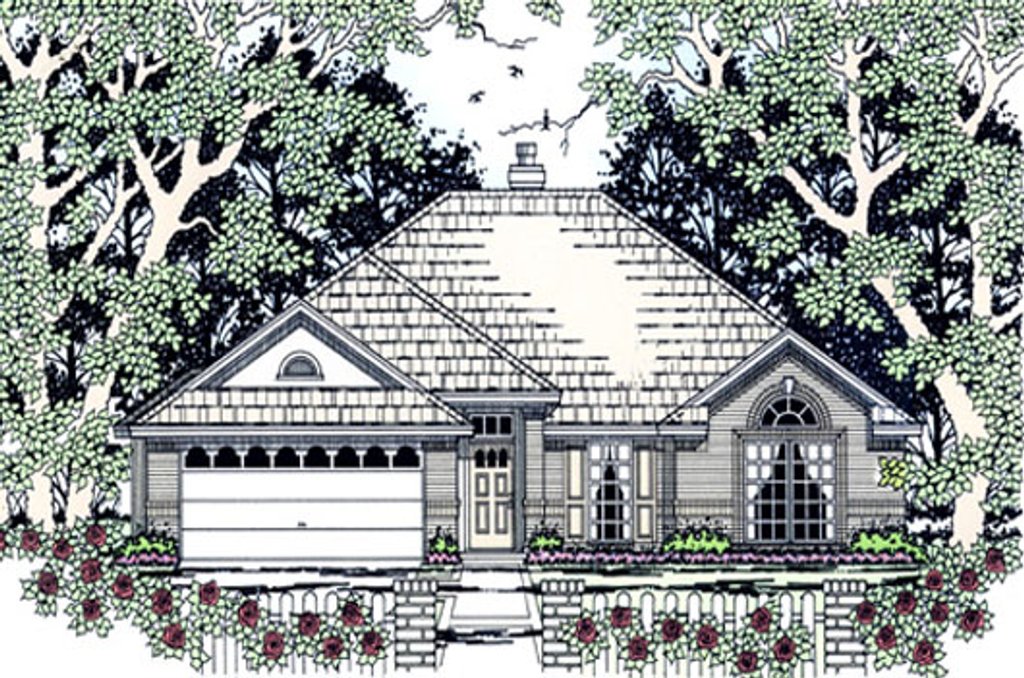 Exterior - Front Elevation 2 for Traditional House Plan #42-380 - 3 bed, 2 bath
