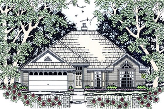 Exterior - Front Elevation for Traditional House Plan #42-380 - 3 bed, 2 bath