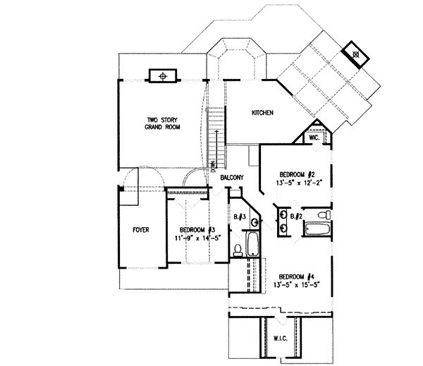 House Design - Traditional Floor Plan - Upper Floor Plan #54-146