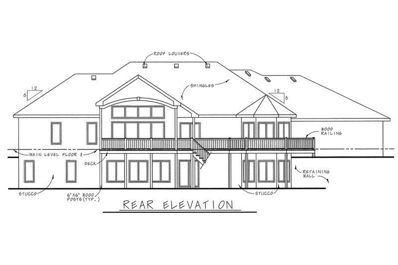 Dream House Plan - Exterior - Rear Elevation for European House Plan #20-1282 - 3 bed, 2.5 bath