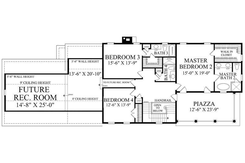Architectural House Design - Floor Plan - Upper Floor for Southern House Plan #137-379 - 4 bed, 4.5 bath