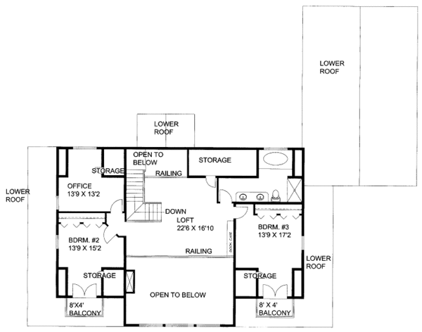 House Blueprint - Cabin Floor Plan - Upper Floor Plan #117-784