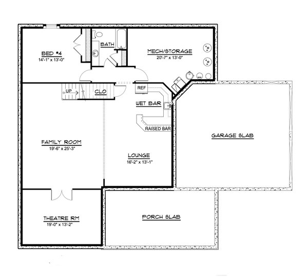 House Blueprint - Country Floor Plan - Lower Floor Plan #1064-285