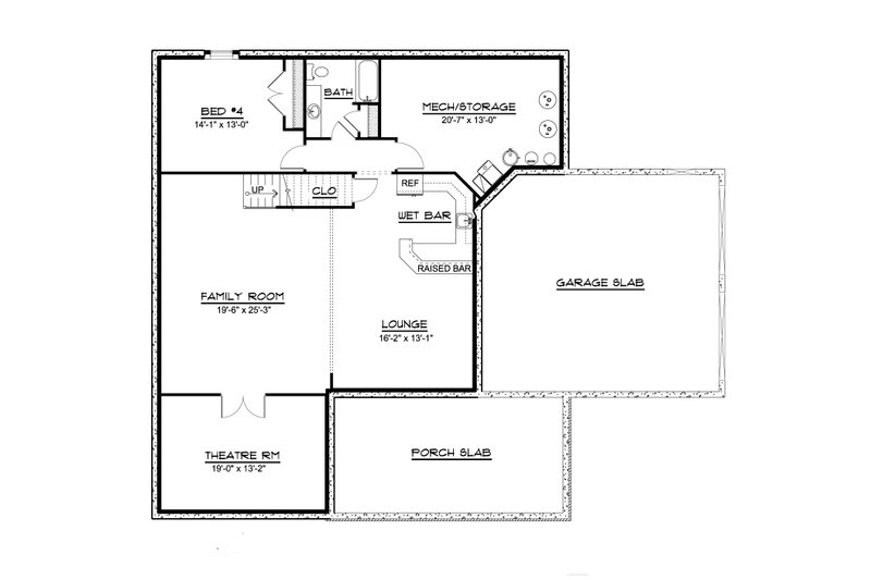 House Blueprint - Floor Plan - Lower Floor for Country House Plan #1064-285 - 3 bed, 2.5 bath