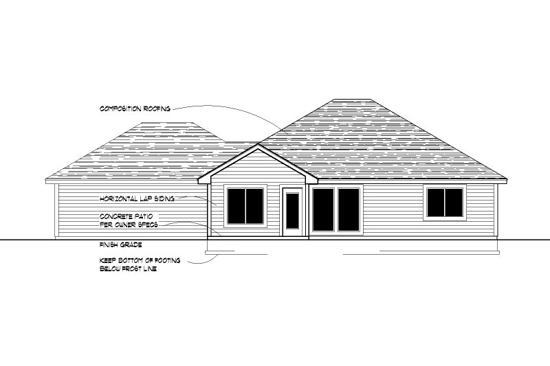House Plan Design - Exterior - Rear Elevation for European House Plan #112-269 - 3 bed, 2 bath