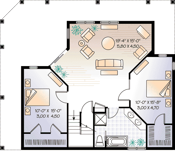 House Plan Design - Cottage Floor Plan - Lower Floor Plan #23-421