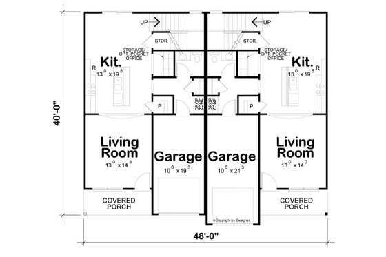 Floor Plan - Main Floor for Farmhouse House Plan #20-2528 - 3 bed, 2.5 bath