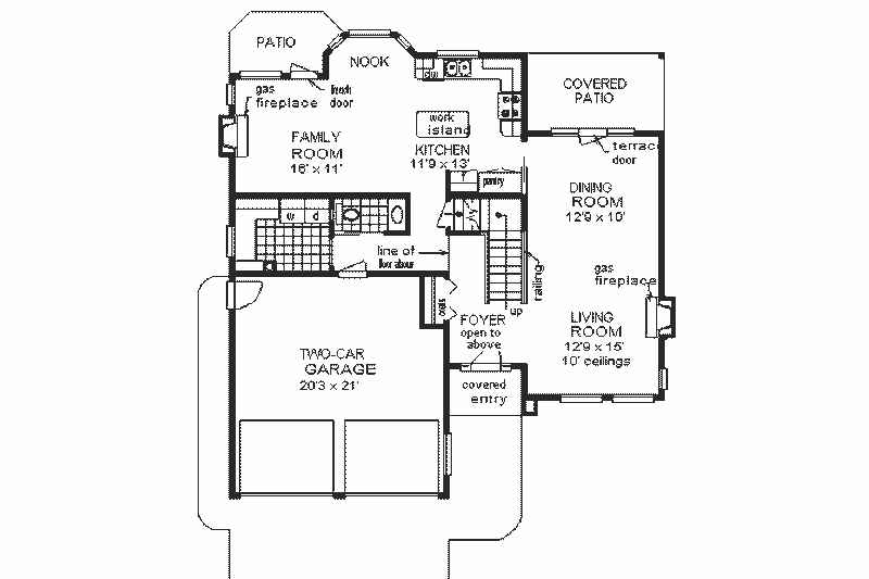 House Blueprint - Floor Plan - Main Floor for European House Plan #18-247 - 3 bed, 2.5 bath