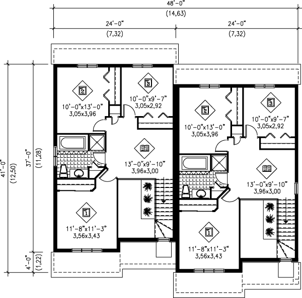 Traditional Floor Plan - Upper Floor Plan #25-358