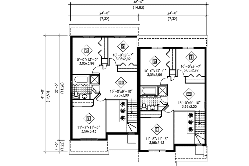 House Plan Design - Floor Plan - Upper Floor for Traditional House Plan #25-358 - 3 bed, 1.5 bath