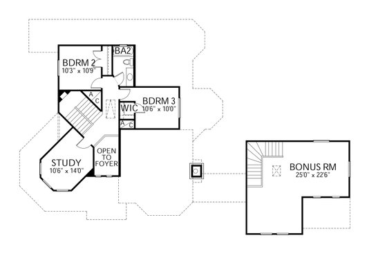 Floor Plan - Upper Floor for Traditional House Plan #80-148 - 3 bed, 2.5 bath