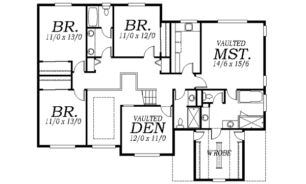 Colonial Floor Plan - Upper Floor Plan #130-139