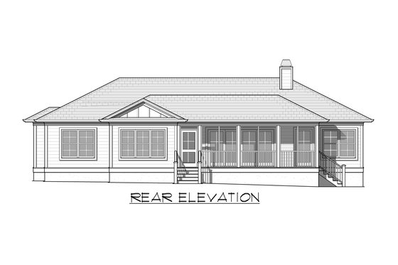 Exterior - Rear Elevation for Traditional House Plan #1054-101 - 4 bed, 3 bath