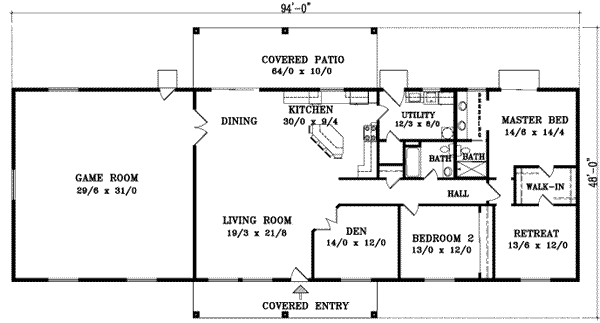 Ranch Floor Plan - Main Floor Plan #1-891