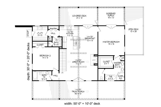 Floor Plan - Main Floor for Country House Plan #932-361 - 2 bed, 2.5 bath