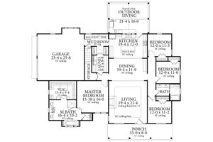 Floor Plan - Main Floor for Farmhouse House Plan #406-9656 - 4 bed, 2 bath