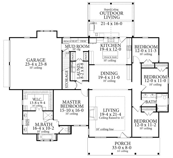 House Blueprint - Cottage Floor Plan - Main Floor Plan #406-9656