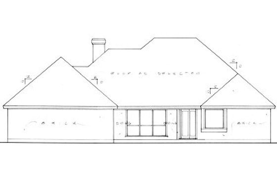 Exterior - Rear Elevation for European House Plan #40-191 - 4 bed, 3 bath