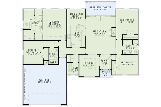 Floor Plan - Main Floor for Country House Plan #17-3304 - 3 bed, 2 bath