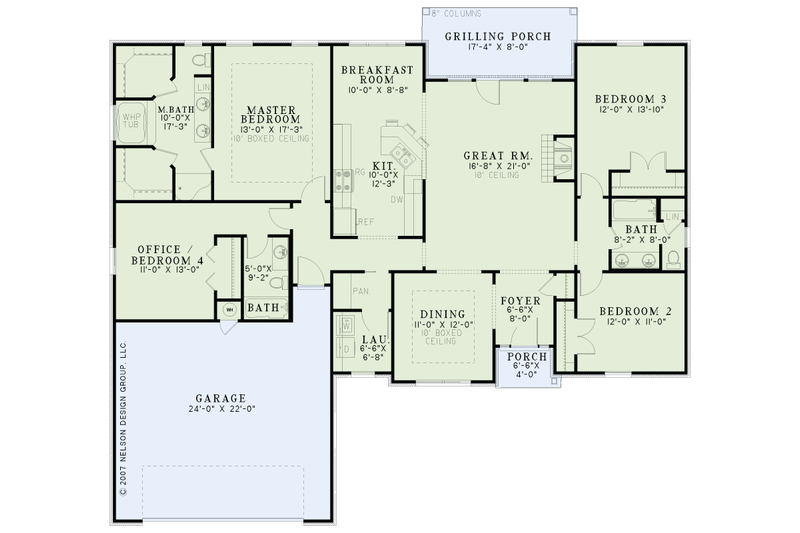 Home Plan - Floor Plan - Main Floor for Country House Plan #17-3304 - 3 bed, 2 bath