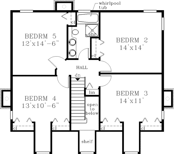 Home Plan - Southern Floor Plan - Upper Floor Plan #3-212