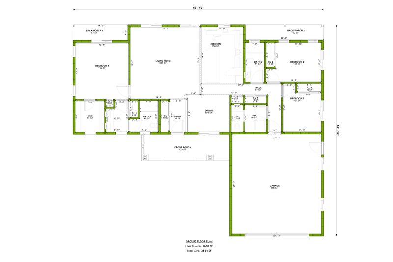 House Design - Floor Plan - Main Floor for Craftsman House Plan #1106-180 - 3 bed, 2.5 bath