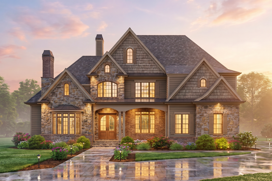 Exterior - Front Elevation 3 for Traditional House Plan #54-702 - 4 bed, 4 bath