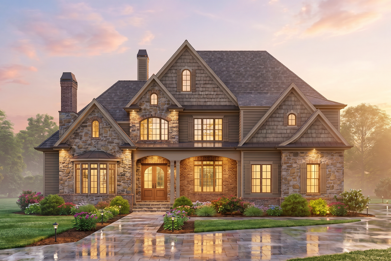 Architectural House Design - Exterior - Front Elevation 3 for Traditional House Plan #54-702 - 4 bed, 4 bath