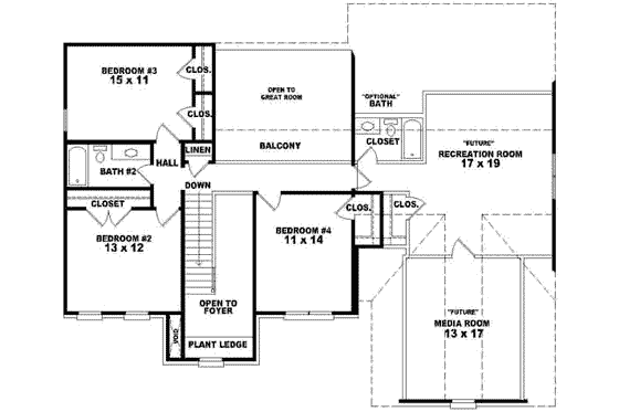 Floor Plan - Upper Floor for European House Plan #81-910 - 4 bed, 3.5 bath
