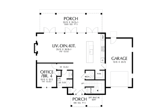 Floor Plan - Main Floor for Farmhouse House Plan #48-1138 - 4 bed, 3 bath