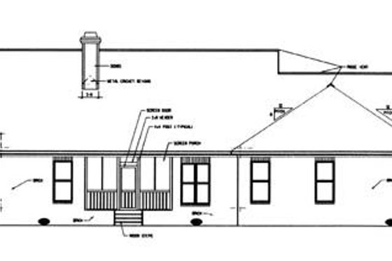 Exterior - Rear Elevation for Ranch House Plan #15-141 - 3 bed, 2 bath