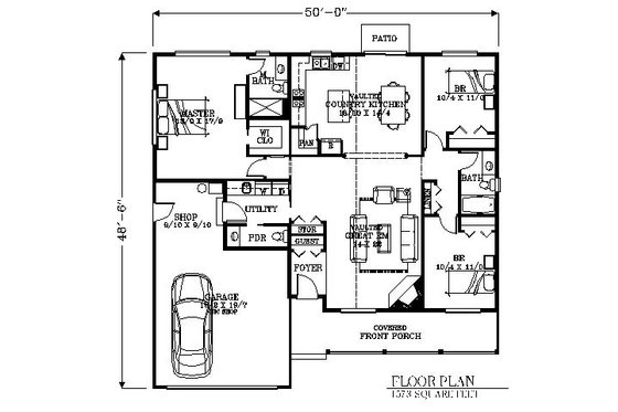 Floor Plan - Main Floor for Traditional House Plan #53-426 - 3 bed, 2.5 bath