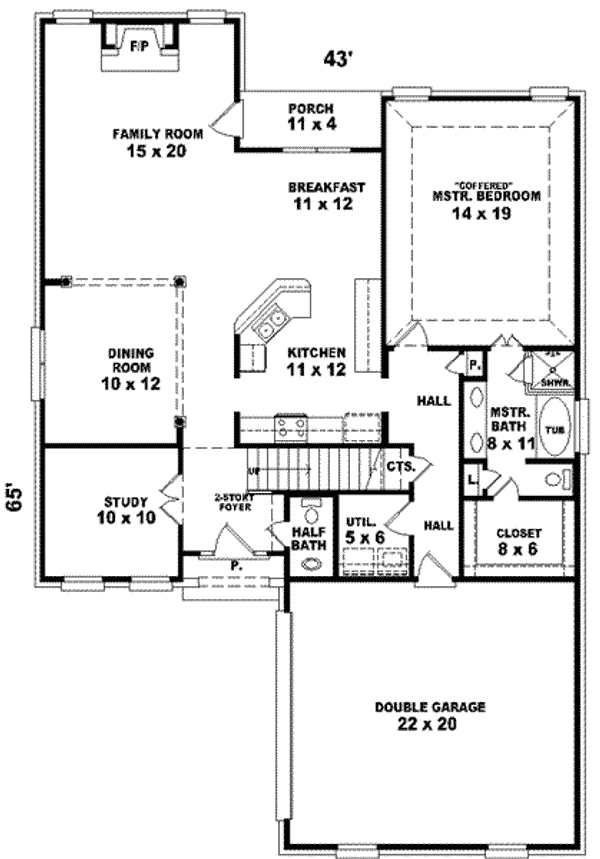 Floor Plan - Main Floor for European House Plan #81-828 - 3 bed, 2.5 bath