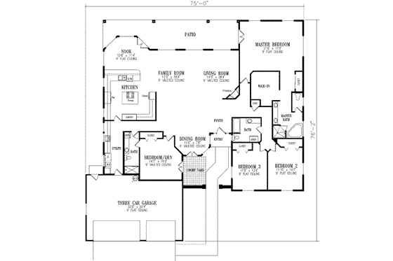 Floor Plan - Main Floor for Adobe / Southwestern House Plan #1-808 - 4 bed, 3 bath