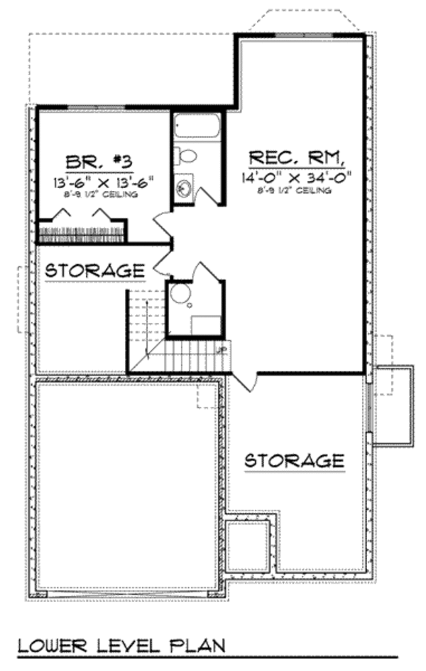 Home Plan - Traditional Floor Plan - Lower Floor Plan #70-798
