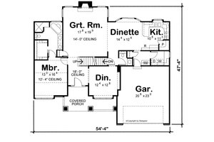 Floor Plan - Main Floor for Traditional House Plan #20-2134 - 4 bed, 2.5 bath