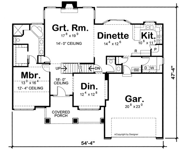 Architectural House Design - Traditional Floor Plan - Main Floor Plan #20-2134